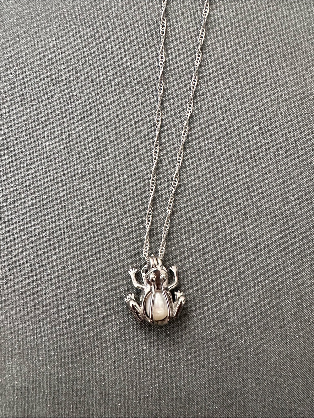 Silver Frog Pendant Necklace - Women's Jewelry - Picture 2 of 2